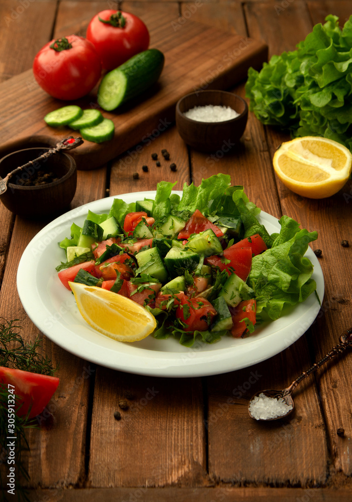 choban shepherd salad with tomato, cucumber, herbs and lemon choban shepherd salad with tomato, cucumber, herbs and lemon