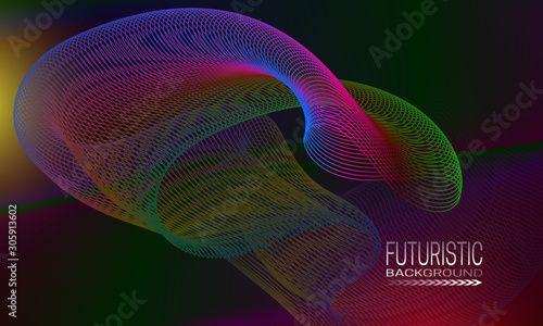 Futuristic curved line background. Cyberspace style banner template.