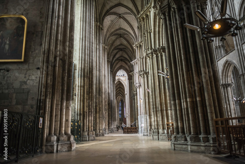 Interior Halls and Architecture of the Rouen Cathedral