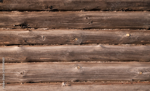 Brown log wooden wall texture, horizontal placement