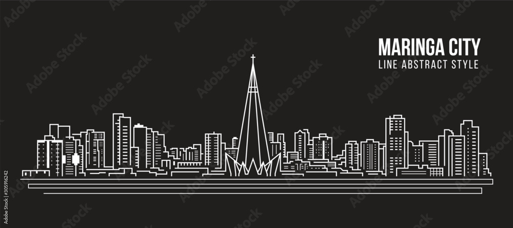 Cityscape Building panorama Line art Vector Illustration design - Maringa city Cityscape Building panorama Line art Vector Illustration design - Maringa city