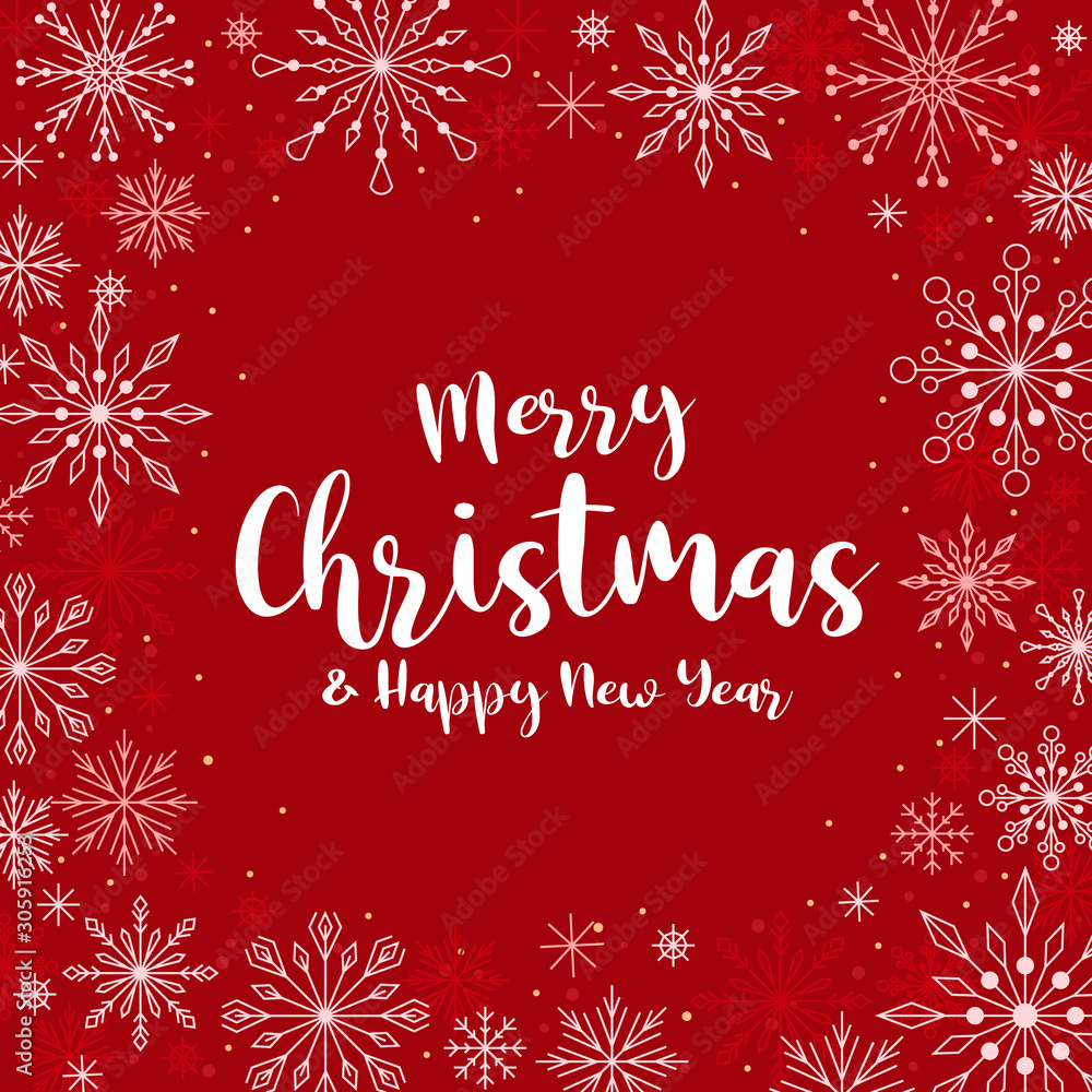 merry christmas banner - white red frame with abstract line snow sign on red background vector design merry christmas banner - white red frame with abstract line snow sign on red background vector design