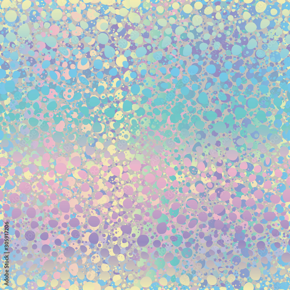 Bright iridescent psychedelic abstract animal skin print. Seamless repeat vector pattern swatch. Funky pastel holographic fur. Tropical wild colorful exotic design.