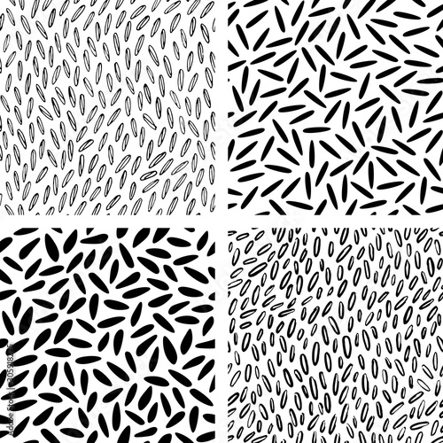 Vector set of seeds seamless pattern, rice texture