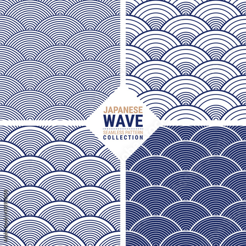 Japanese wave seamless pattern collection