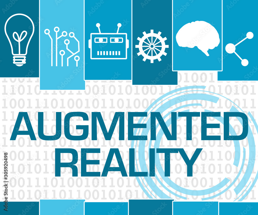 Augmented Reality Blue Binary Stripes Symbols Augmented Reality Blue Binary Stripes Symbols