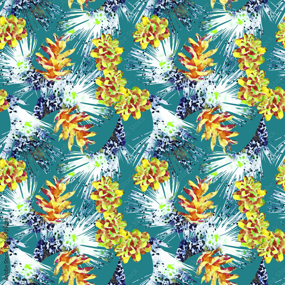 Cone and fir, seamless pattern. Cone and fir, seamless pattern.