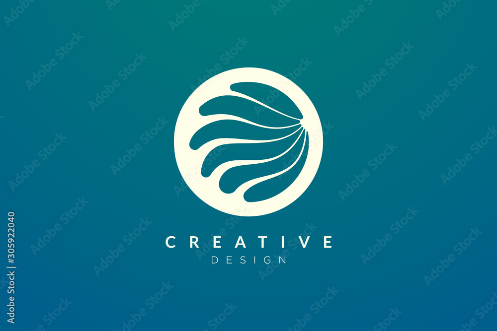 Ocean waves in a circle. Minimalistic and simple vector design. Ocean waves in a circle. Minimalistic and simple vector design.