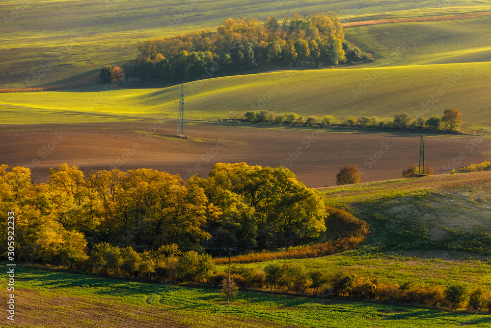 Autumn in Moravia Fields in Czech Republic near Brno with beautifull colors