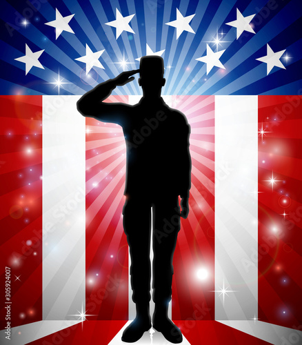 A patriotic American soldie...