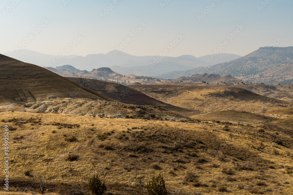 Views of the arid landscape of Painted Hills