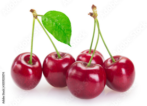 Fresh cherry isolated on white background
