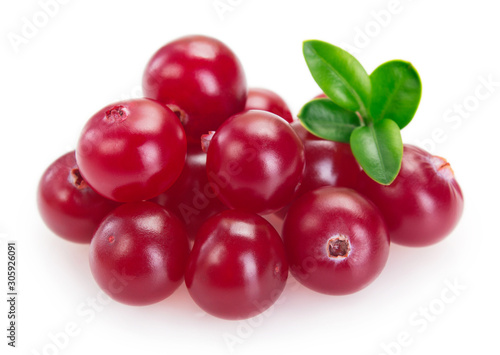 Fresh cranberry isolated on white background