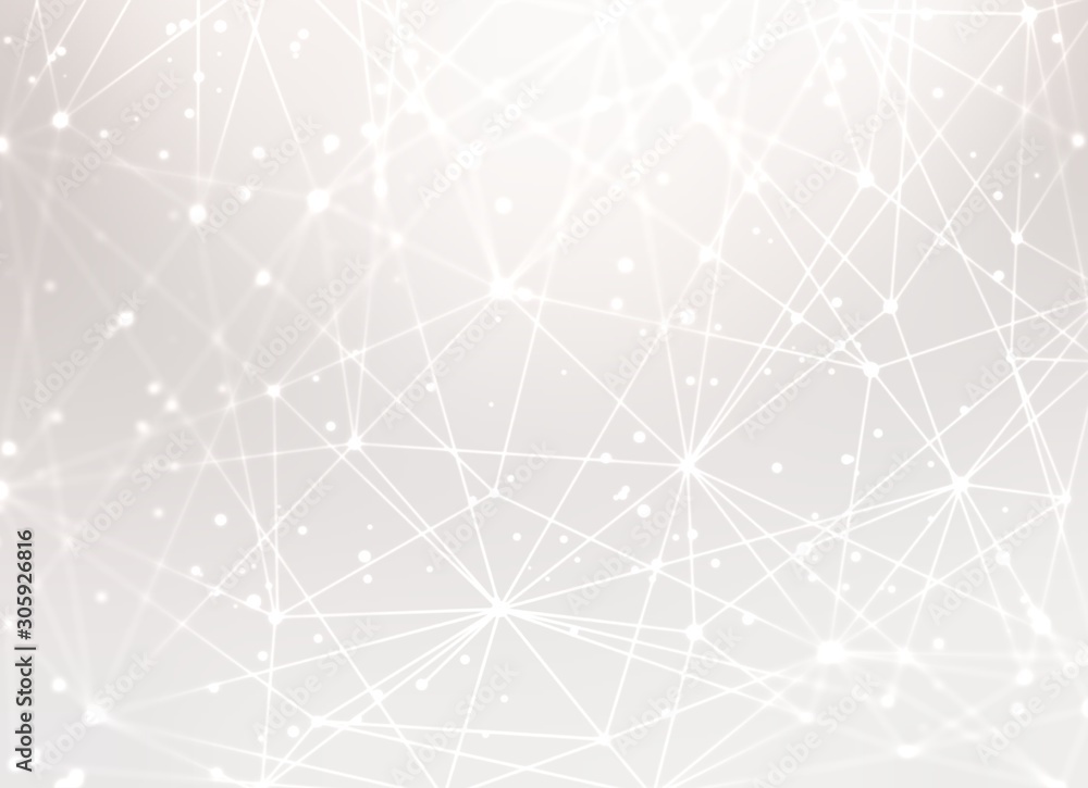 3d fantastic techology system structure of future. Brilliance white empty background. Shining interactive abstract texture. Light silver wonderful pattern. Bright science imaginary concept.
