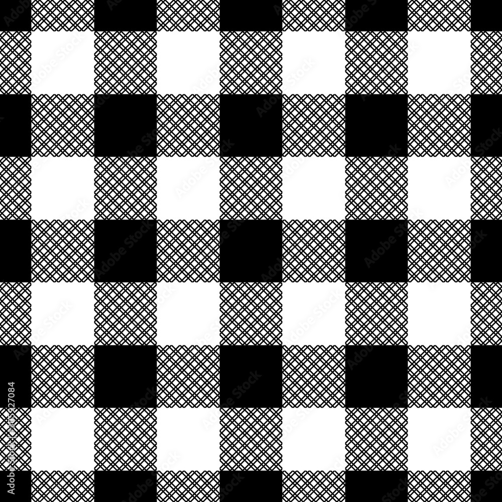 Traditional Black and White Gingham Seamless Pattern. Buffalo Check Plaid Pattern. Vector Tablecloth Tartan Plaid Background