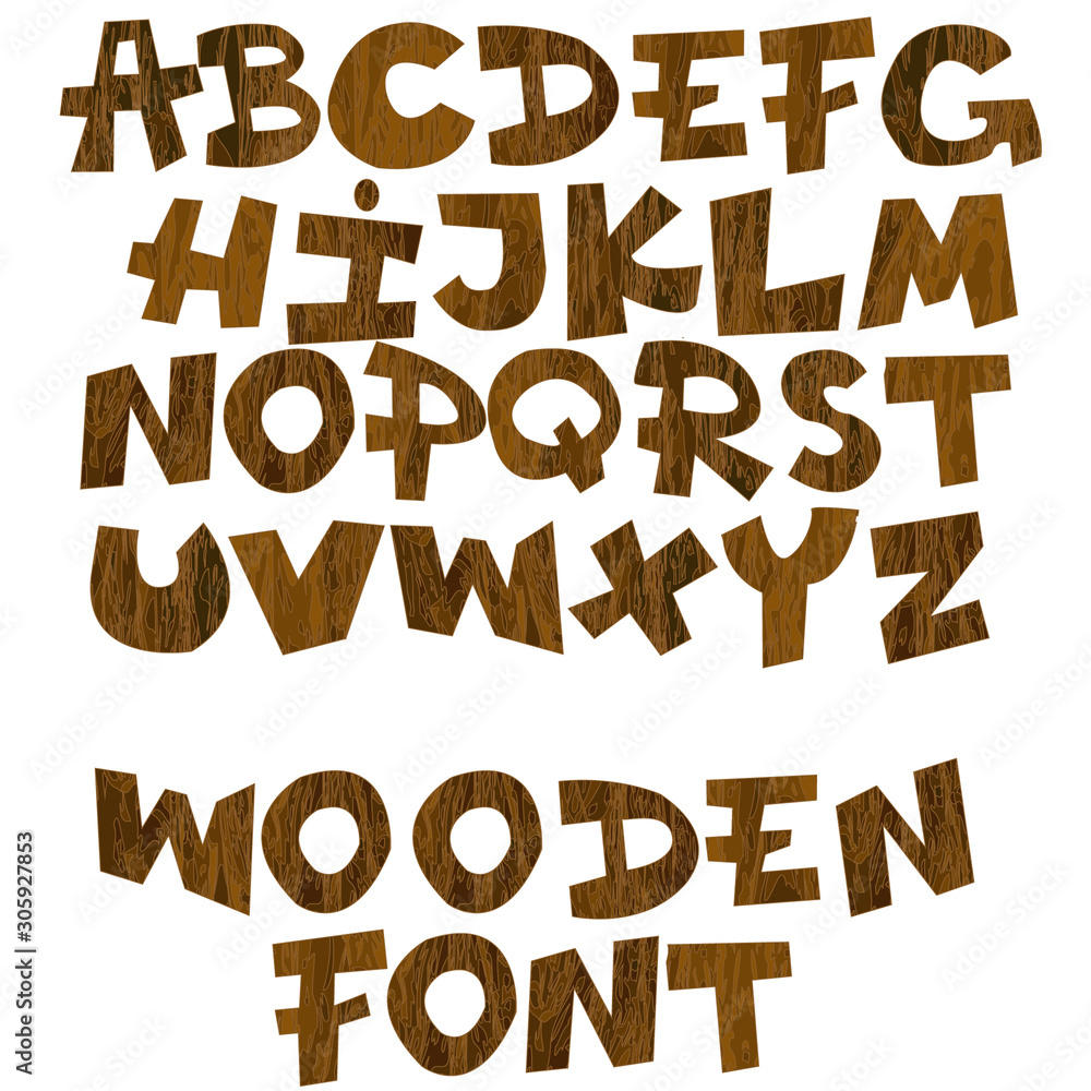 Set of comic wooden Alphabet letters
