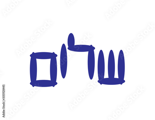 Blue Hebrew Shalom Hello on White Background