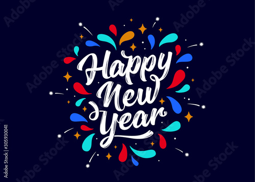 Happy New Year. Lettering text for Happy New Year