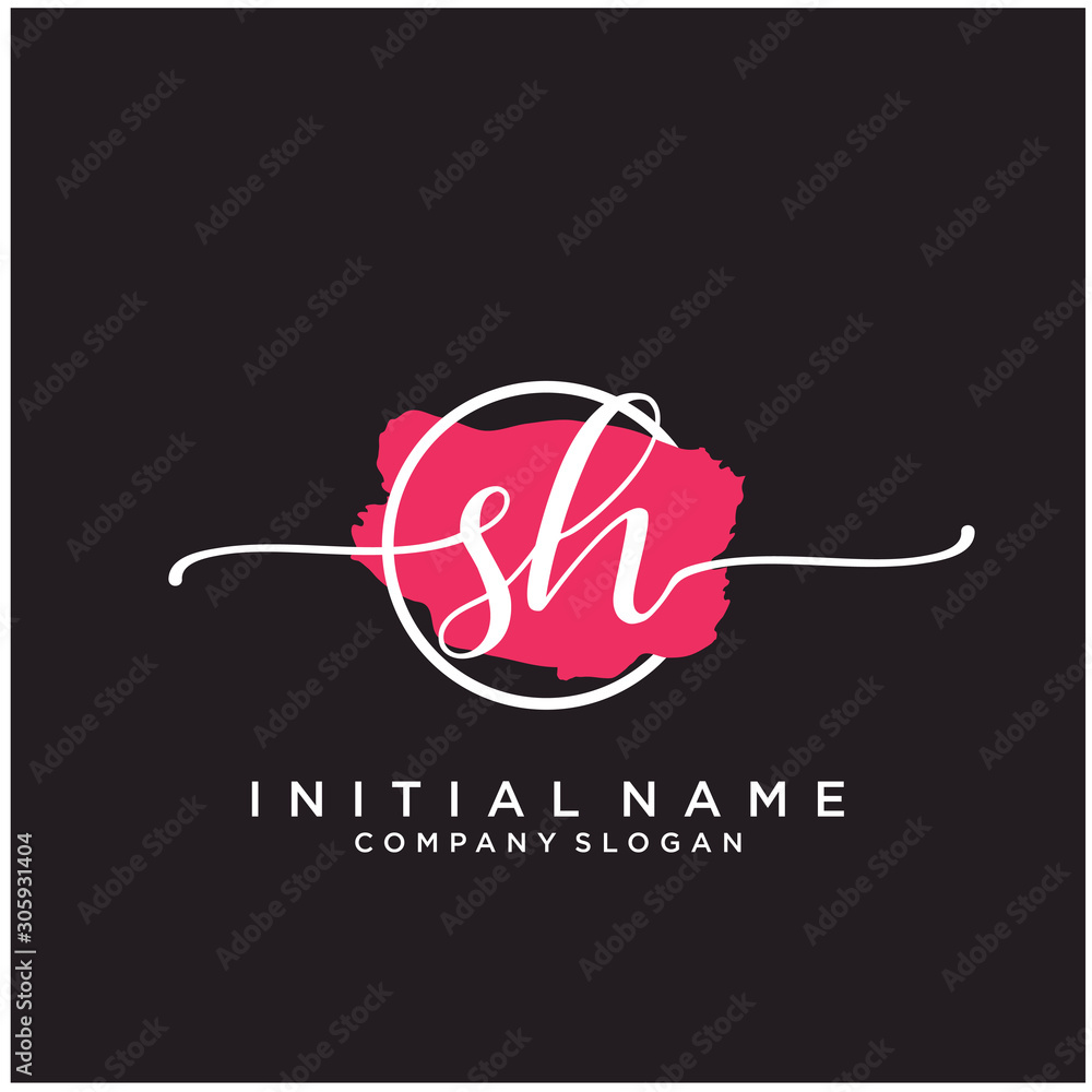 SH Initial handwriting logo design with brush circle. Logo for fashion,photography, wedding, beauty, business SH Initial handwriting logo design with brush circle. Logo for fashion,photography, wedding, beauty, business