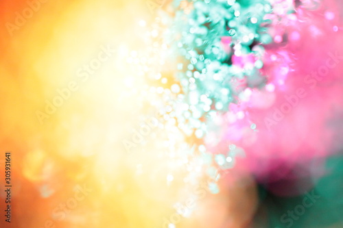 colorful glowing lights and light dots with bokeh close-up