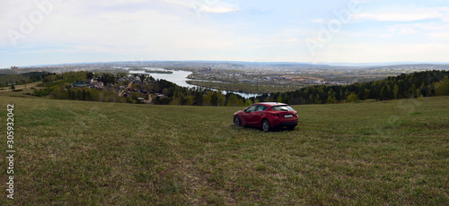 Photos Mazda 3 Japanese red car hatchback 3 generation, panorama