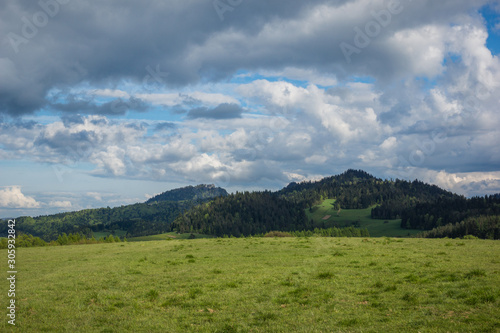 View to the peak of the Three Crowns in Pieniny, Malopolskie, Poland