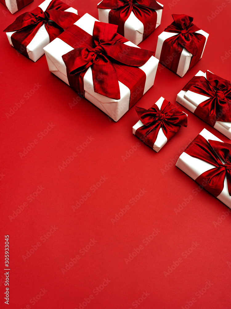 Gift boxes with red ribbon bow. Gift boxes with red ribbon bow.