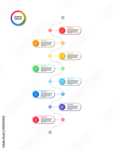vertical timeline infographic with round elements on white background. modern business process visualisation with marketing line icons. vector illustration template easy to edit and customize. eps 10