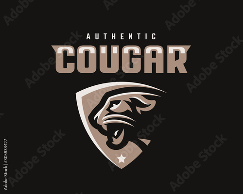 Cougar modern mascot logo. Panther emblem design editable for your business. Vector illustration.