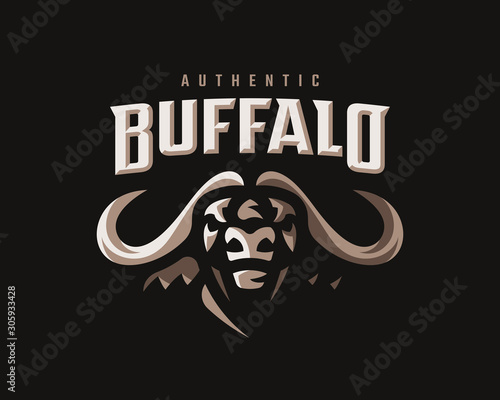 Buffalo modern mascot logo. Bull emblem design editable for your business. Vector illustration.
