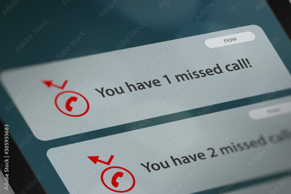 Message App with Missed Call Notifications on Smart Phone Screen Message App with Missed Call Notifications on Smart Phone Screen