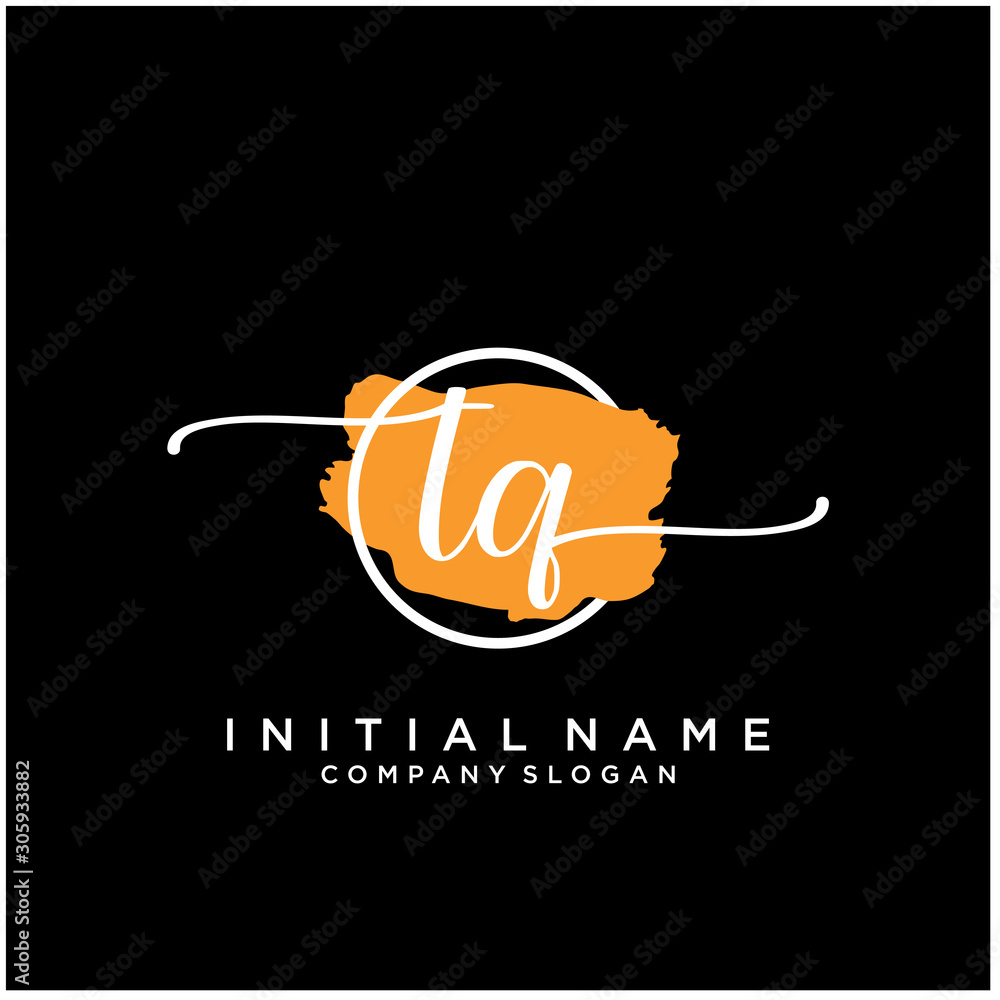TQ Initial handwriting logo design with brush circle. Logo for fashion,photography, wedding, beauty, business TQ Initial handwriting logo design with brush circle. Logo for fashion,photography, wedding, beauty, business