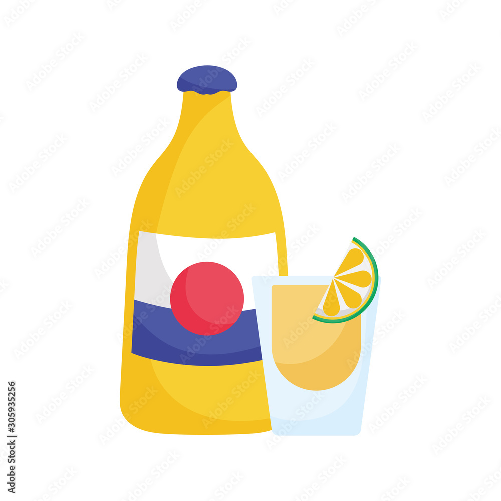 Isolated mexican tequila bottle and shot vector design Isolated mexican tequila bottle and shot vector design