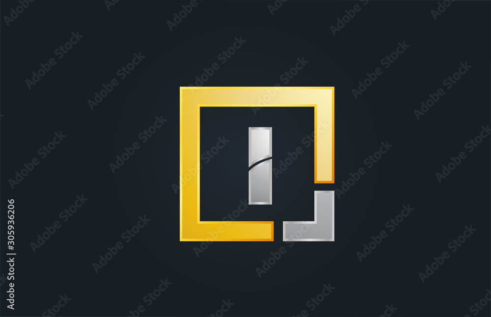 gold silver metal letter I alphabet logo design icon for business gold silver metal letter I alphabet logo design icon for business