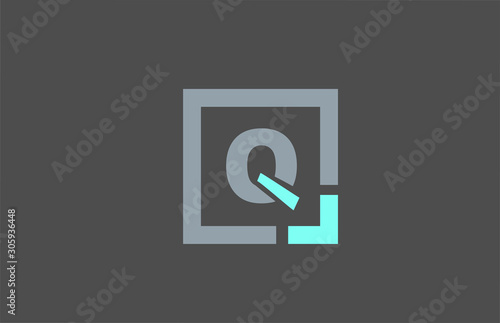 grey letter Q alphabet logo design icon for business