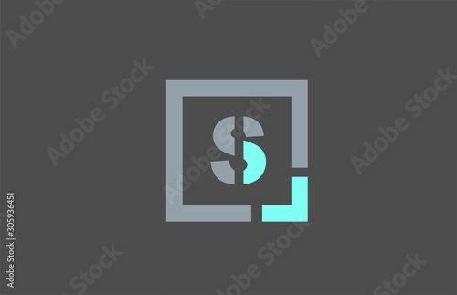 grey letter S alphabet logo design icon for business