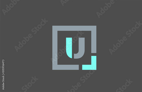 grey letter U alphabet logo design icon for business