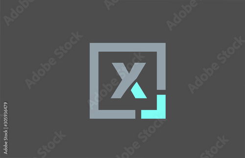 grey letter X alphabet logo design icon for business