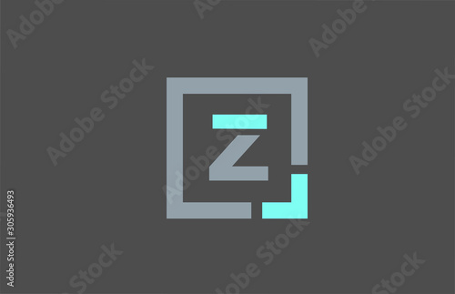grey letter Z alphabet logo design icon for business