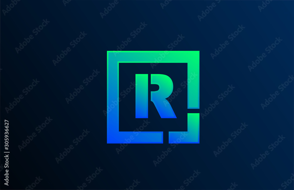 blue green letter R alphabet logo design icon for business blue green letter R alphabet logo design icon for business