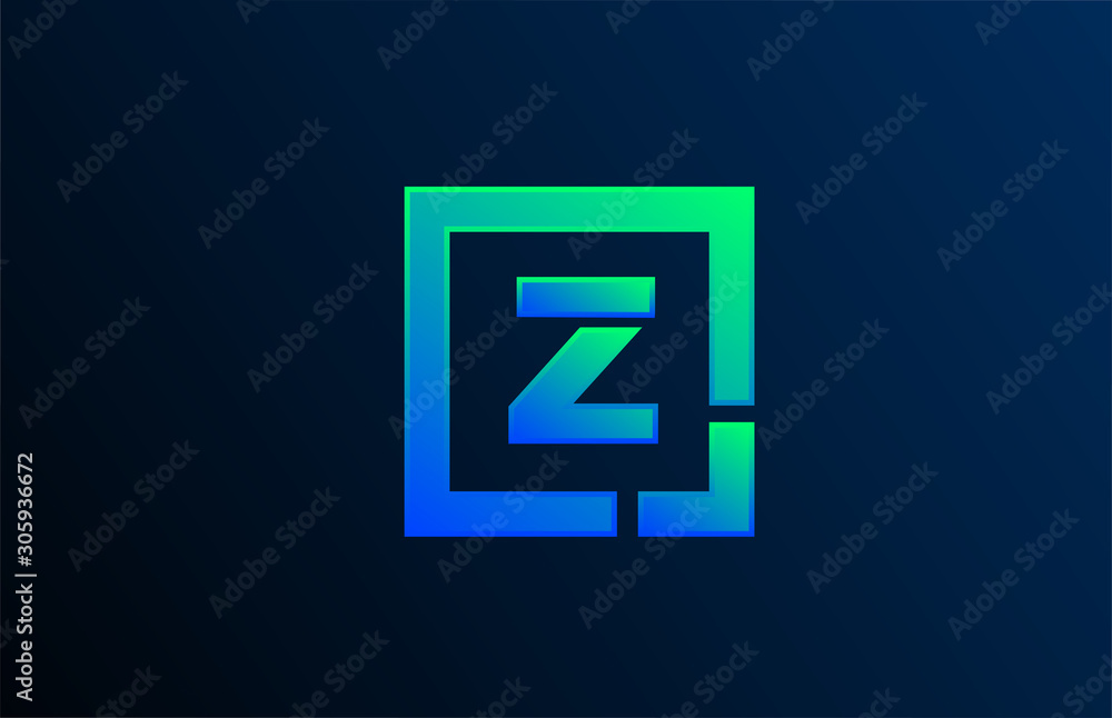 blue green letter Z alphabet logo design icon for business blue green letter Z alphabet logo design icon for business