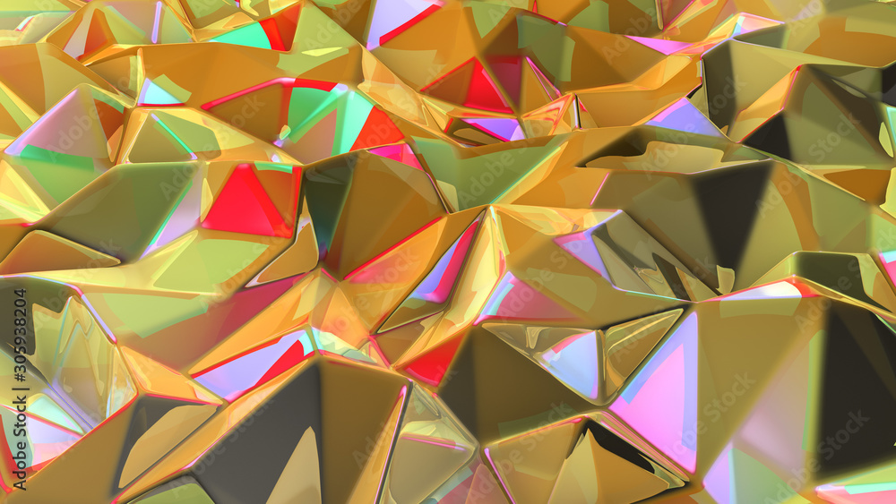 Obraz premium Tech tech triangle crystal background. 3d illustration, 3d rendering.