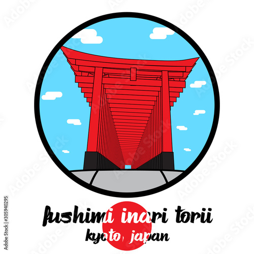 Circle icon Fushimi Inari Torii . vector illustration