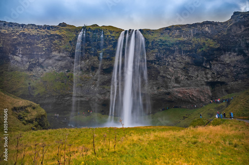 Wonderful landscape from Seljalandsfoss Waterfall in Iceland. September 2019