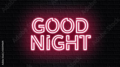 red neon video animation good night