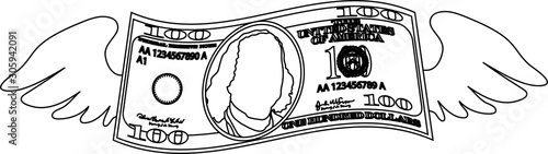 Feathered Deformed 100 dollars note outline