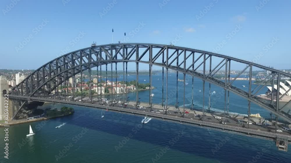 Drone flight over Sydney Harbour bridge Drone flight over Sydney Harbour bridge