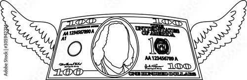 Feathered Deformed 100 dollors note outline