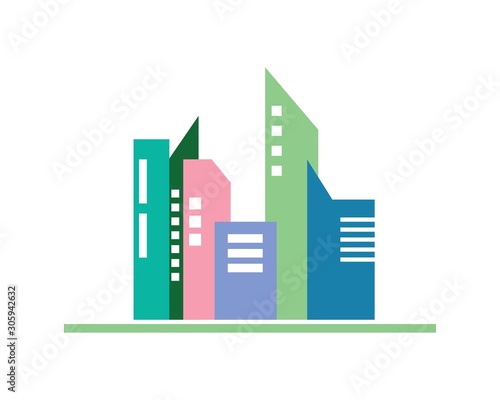 modern city skyline vector landscape illustration