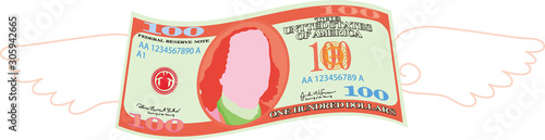 Colorful Feathered Deformed 100 dollors note